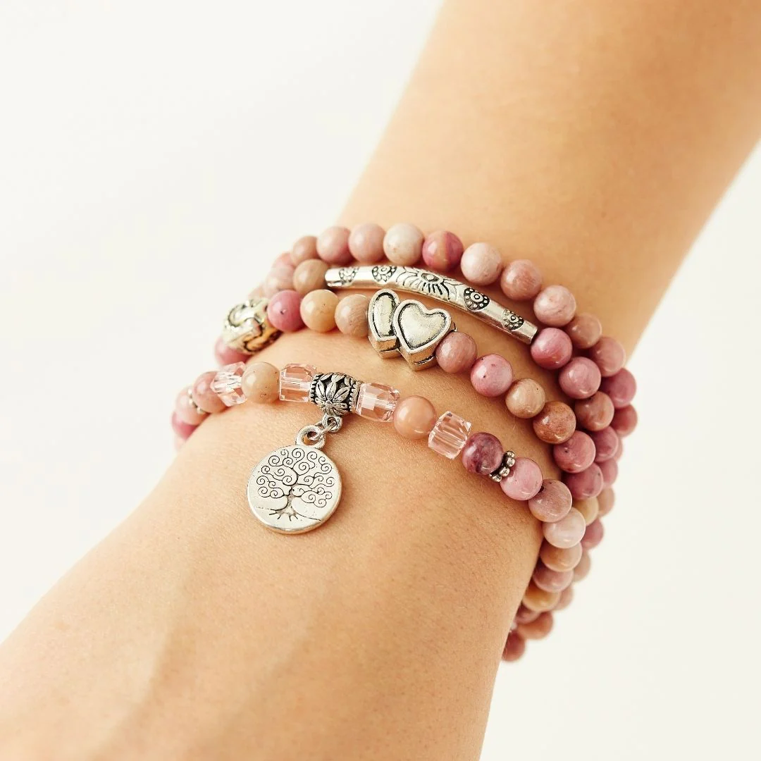 108 Natural Rhodochrosite Mala Beads - Image 10