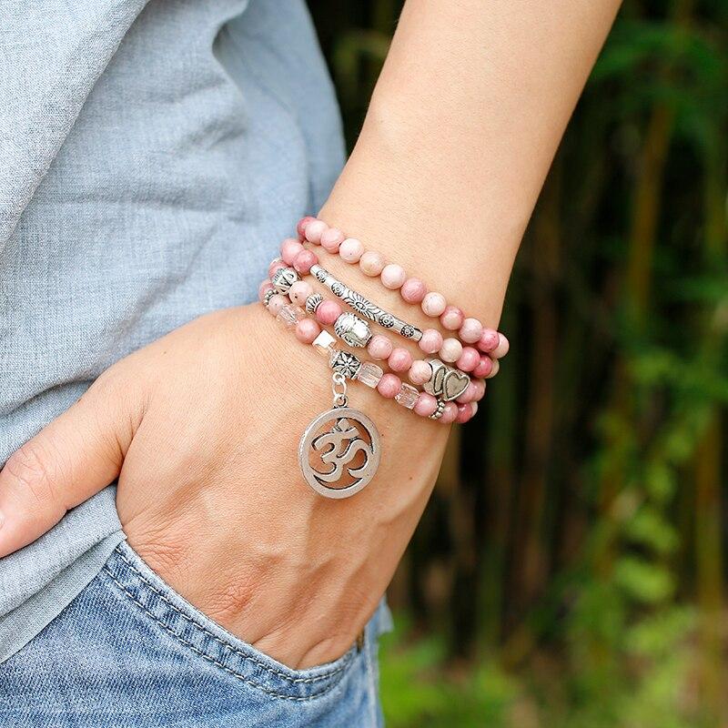 108 Natural Rhodochrosite Mala Beads - Image 15