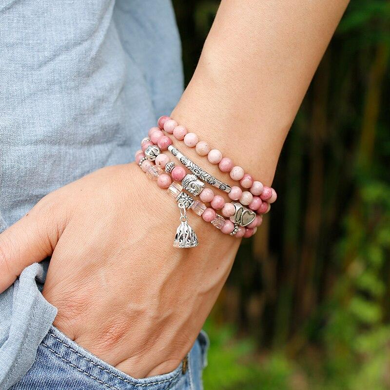 108 Natural Rhodochrosite Mala Beads - Image 16