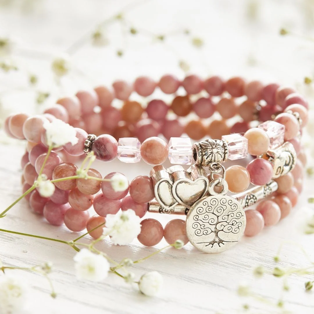 108 Natural Rhodochrosite Mala Beads - Image 2