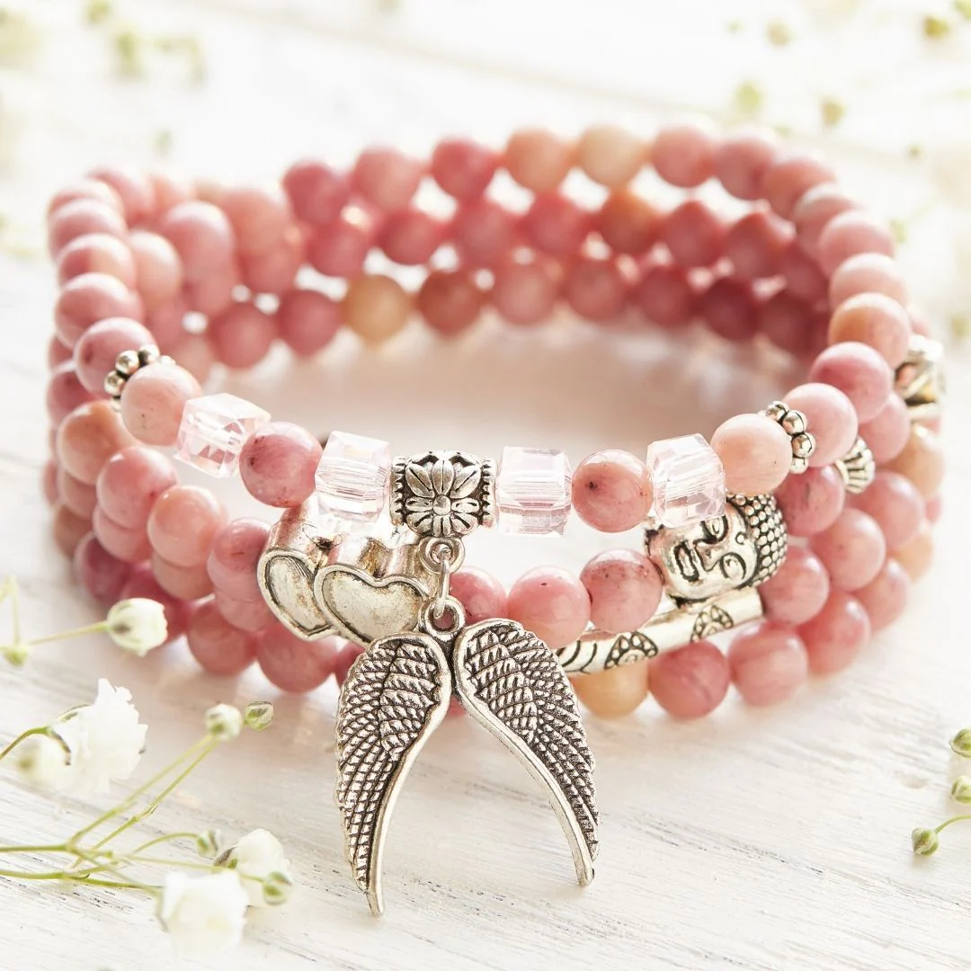 108 Natural Rhodochrosite Mala Beads - Image 5