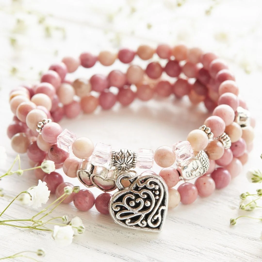 108 Natural Rhodochrosite Mala Beads - Image 6
