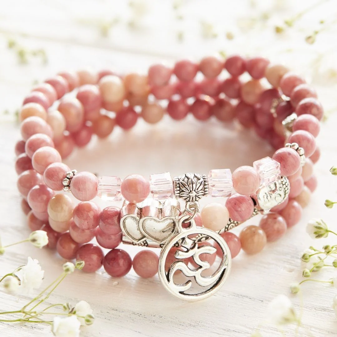 108 Natural Rhodochrosite Mala Beads - Image 7