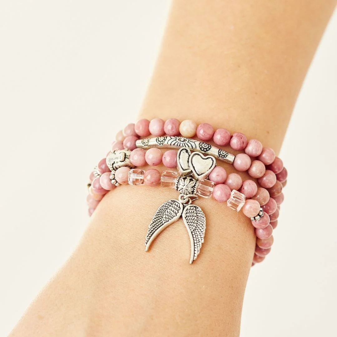108 Natural Rhodochrosite Mala Beads - Image 8