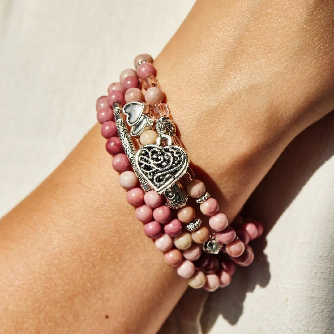 108 Natural Rhodochrosite Mala Beads - Image 9