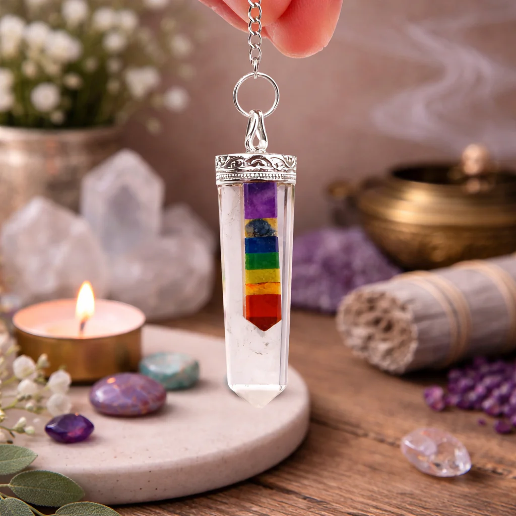7 Chakra Bounded Thin Point Flat Pendant – Balanced Energy, Elegant Design - Image 2