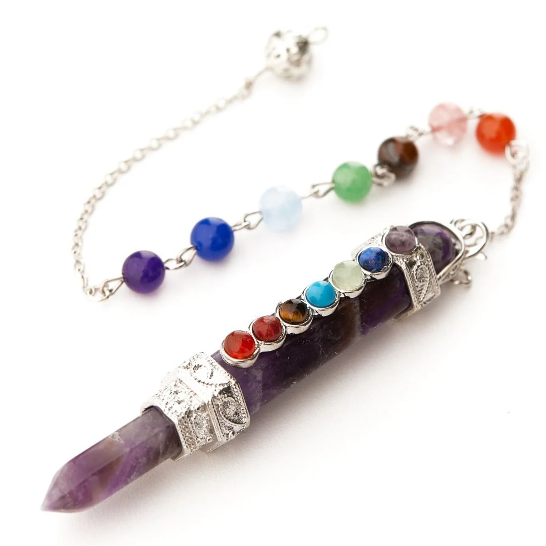 7 Chakra Wand Crystal Pendulum - Image 12