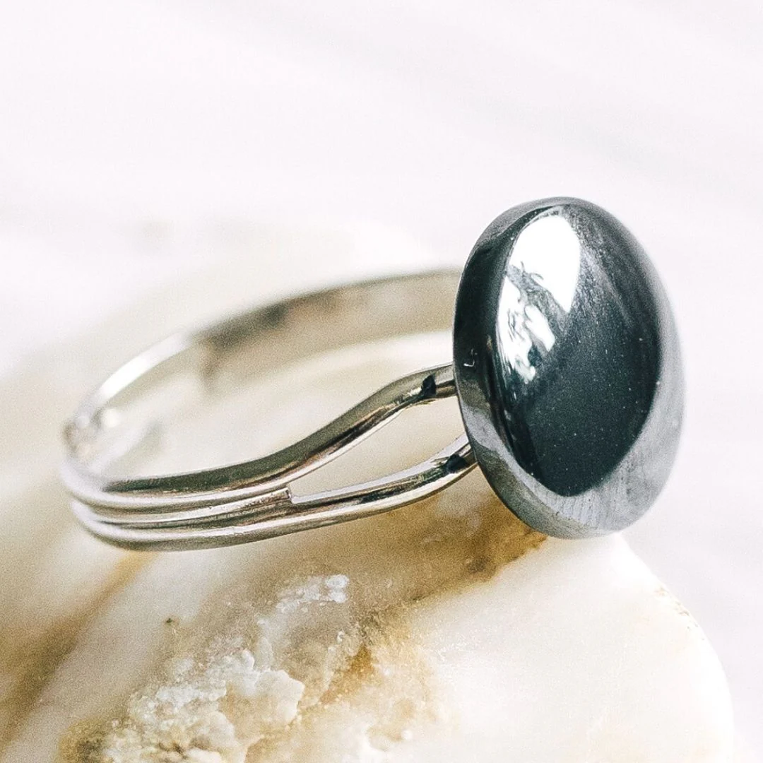 Adjustable Hematite Crystal Ring