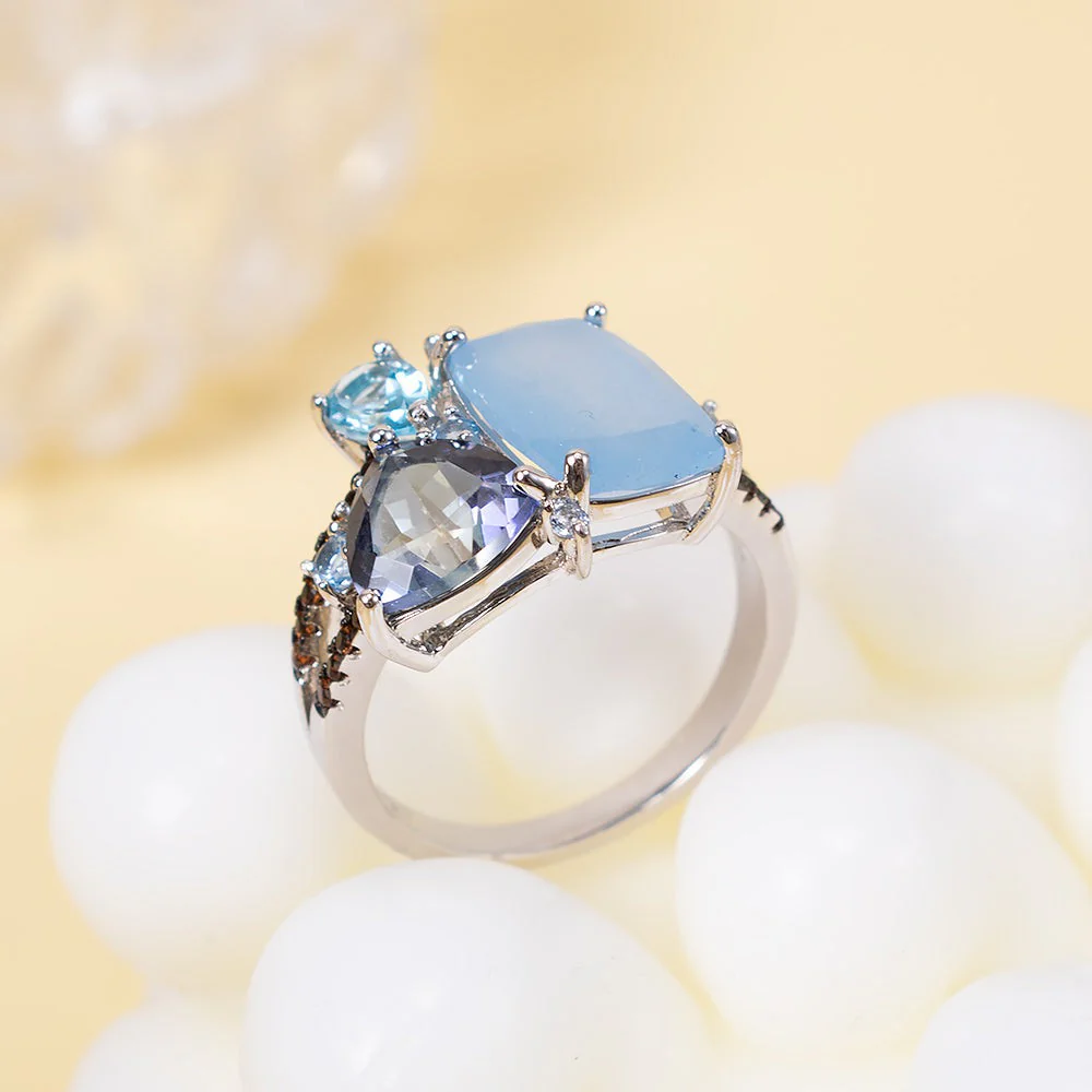 Aqua Blue Chalcedony Ring - Image 4