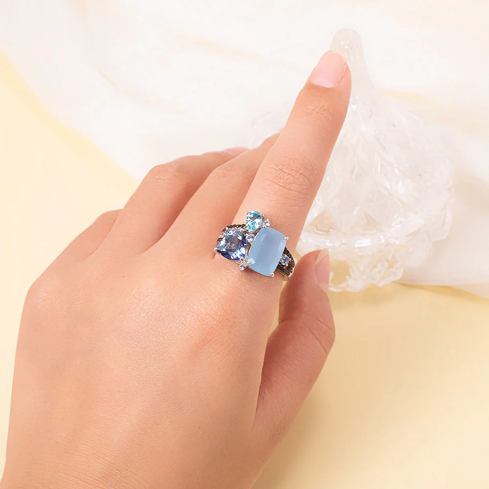 Aqua Blue Chalcedony Ring - Image 6