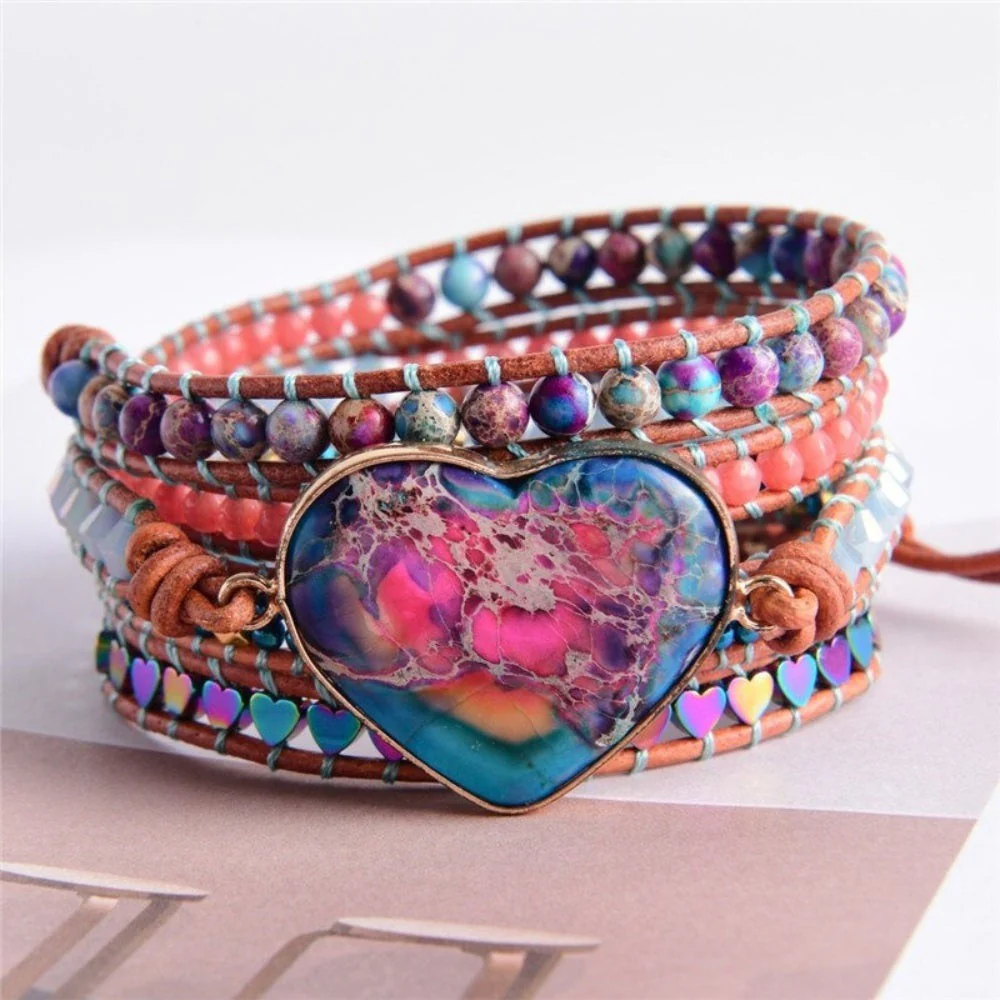 Bohemian Retro Apatite Stone Heart Bracelet - Image 5