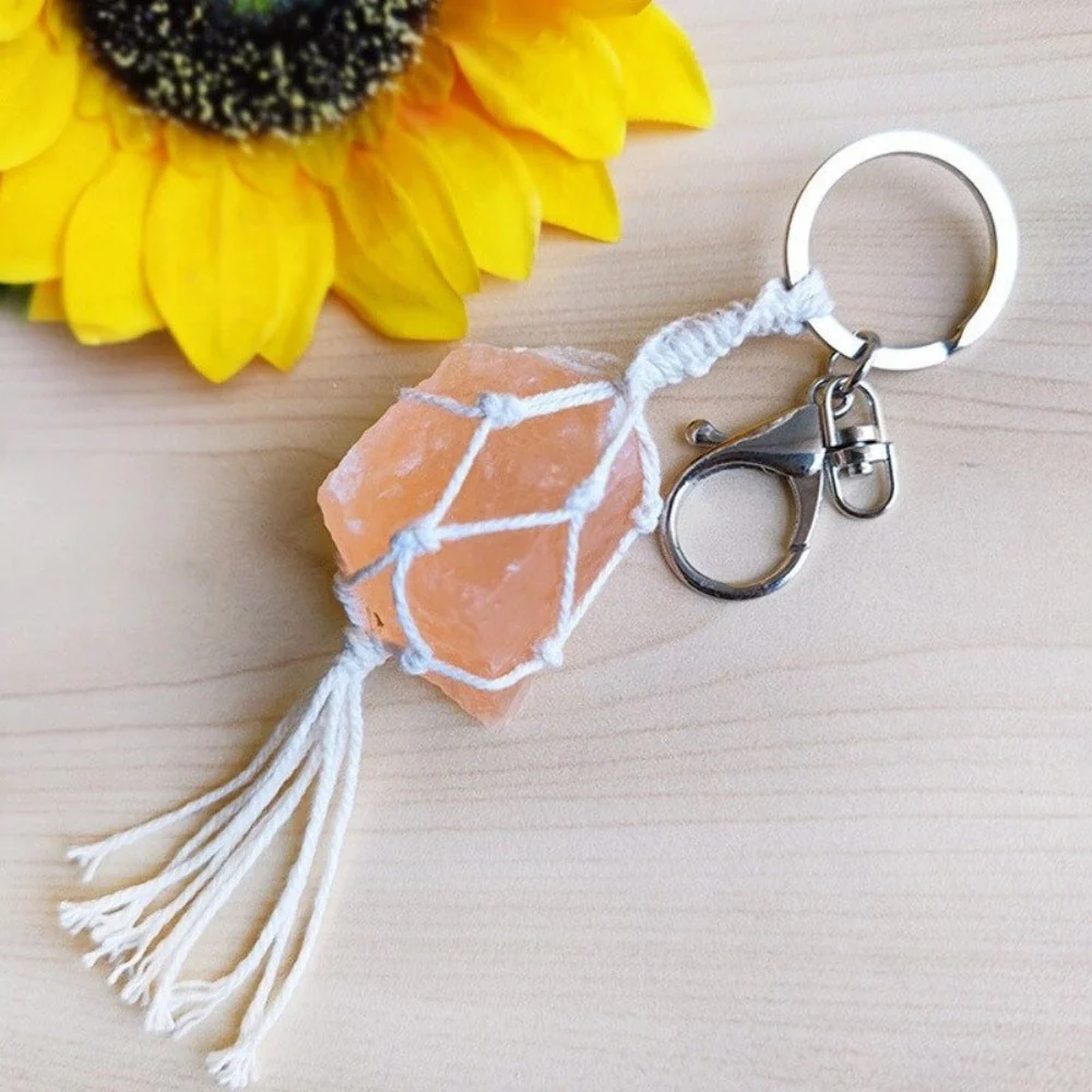 Boho Crystal Macrame Keychain - Image 2