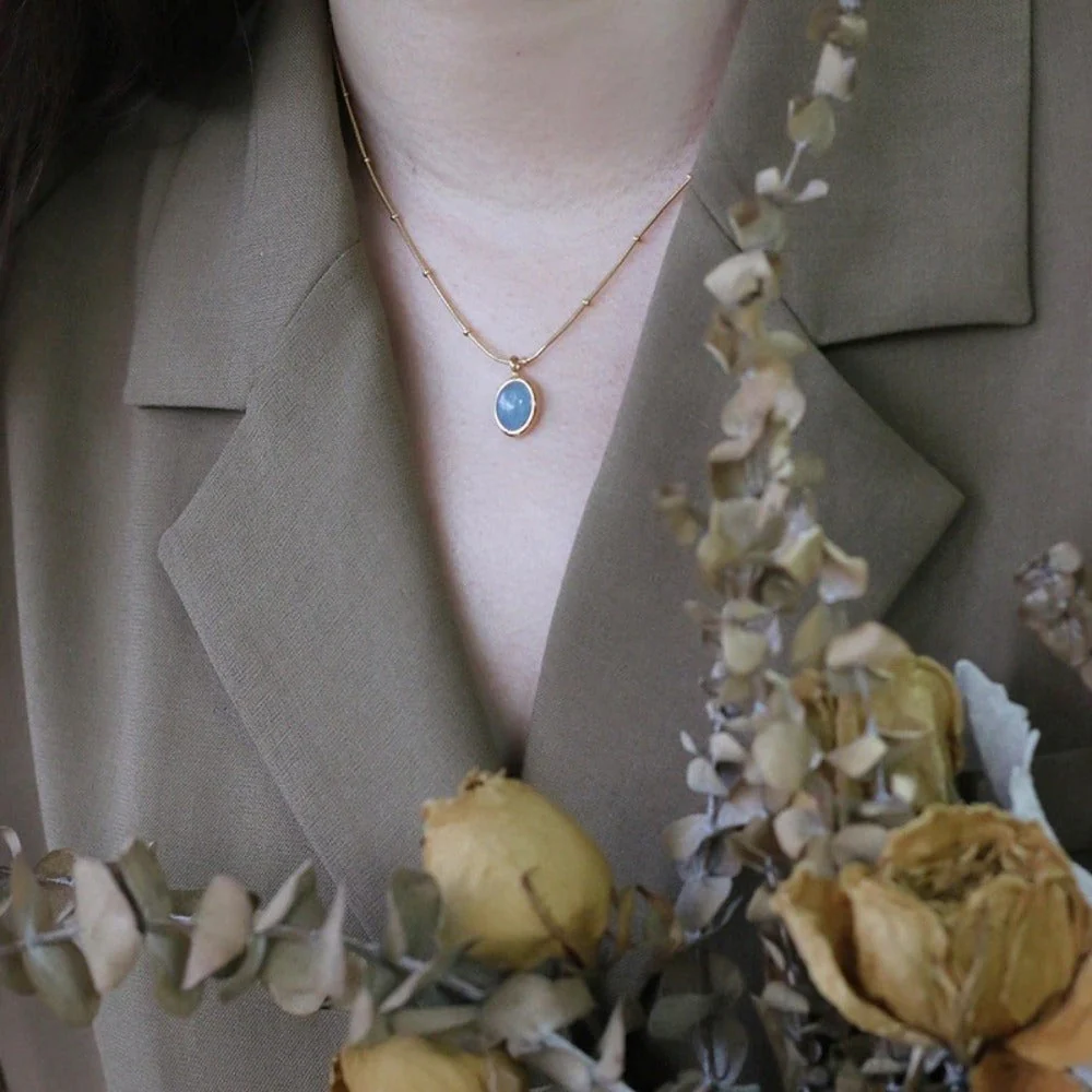 Calming Oval Aquamarine Pendant - Image 2