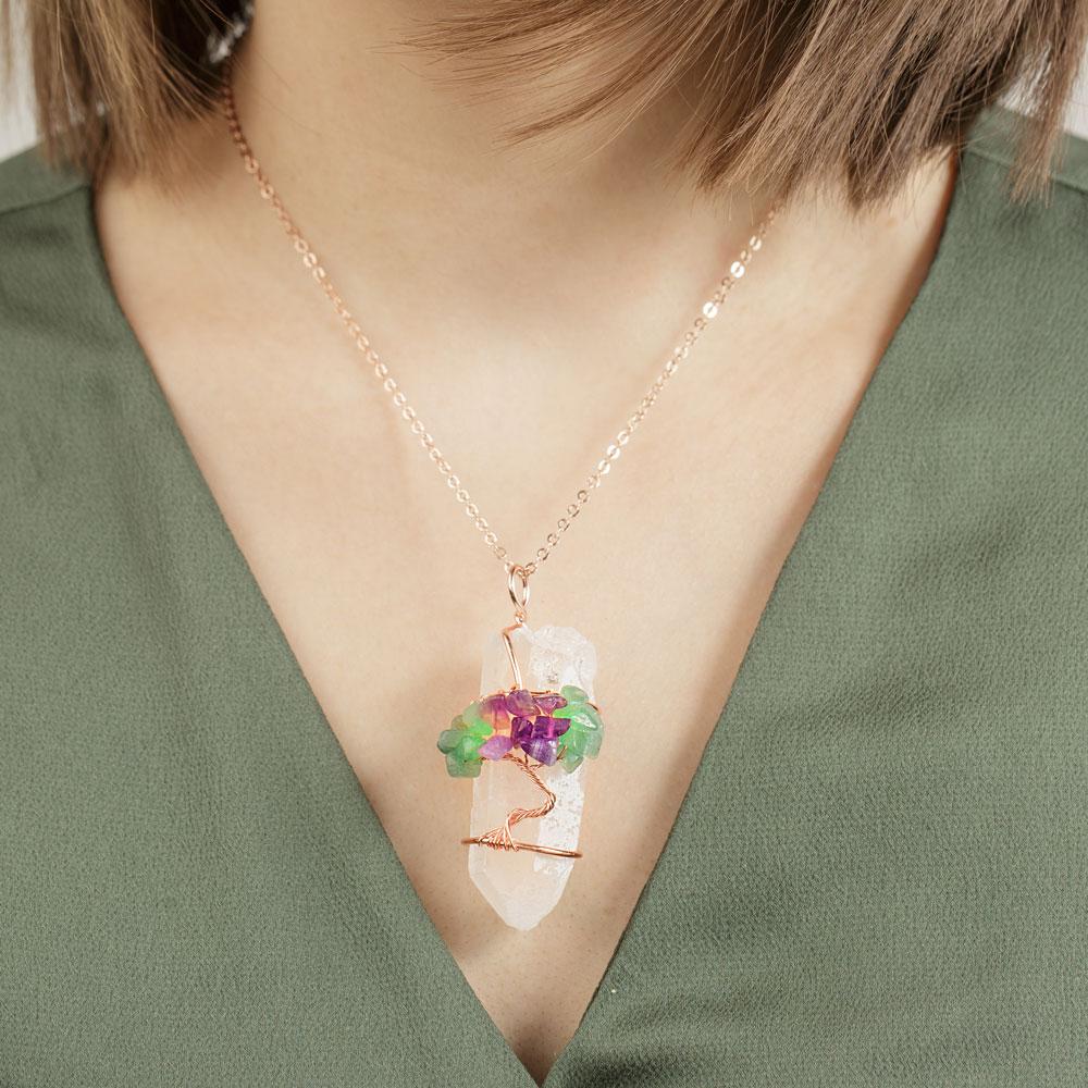 Clear Quartz Gem Tree Necklace - Image 2