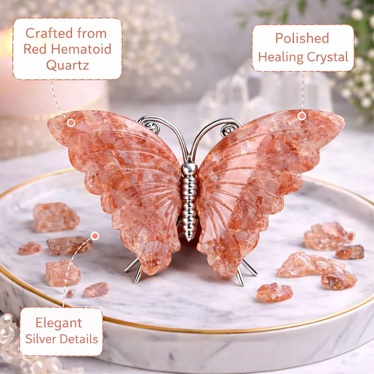 Crystal Butterfly Carvings with Healing Stones - Image 4