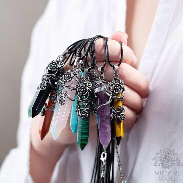 Crystal Flower Hexagon Necklace - Image 4