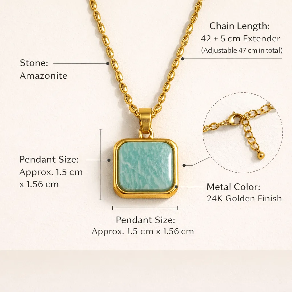 Elegant Amazonite Pendant Necklace — Balance Your Energy with Natural Beauty - Image 4