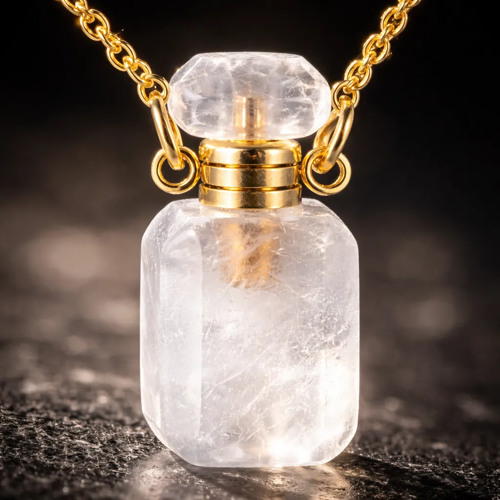 Engraved Gemstone Perfume Bottle Pendant — Embrace the Scent of Spiritual Energy - Image 3
