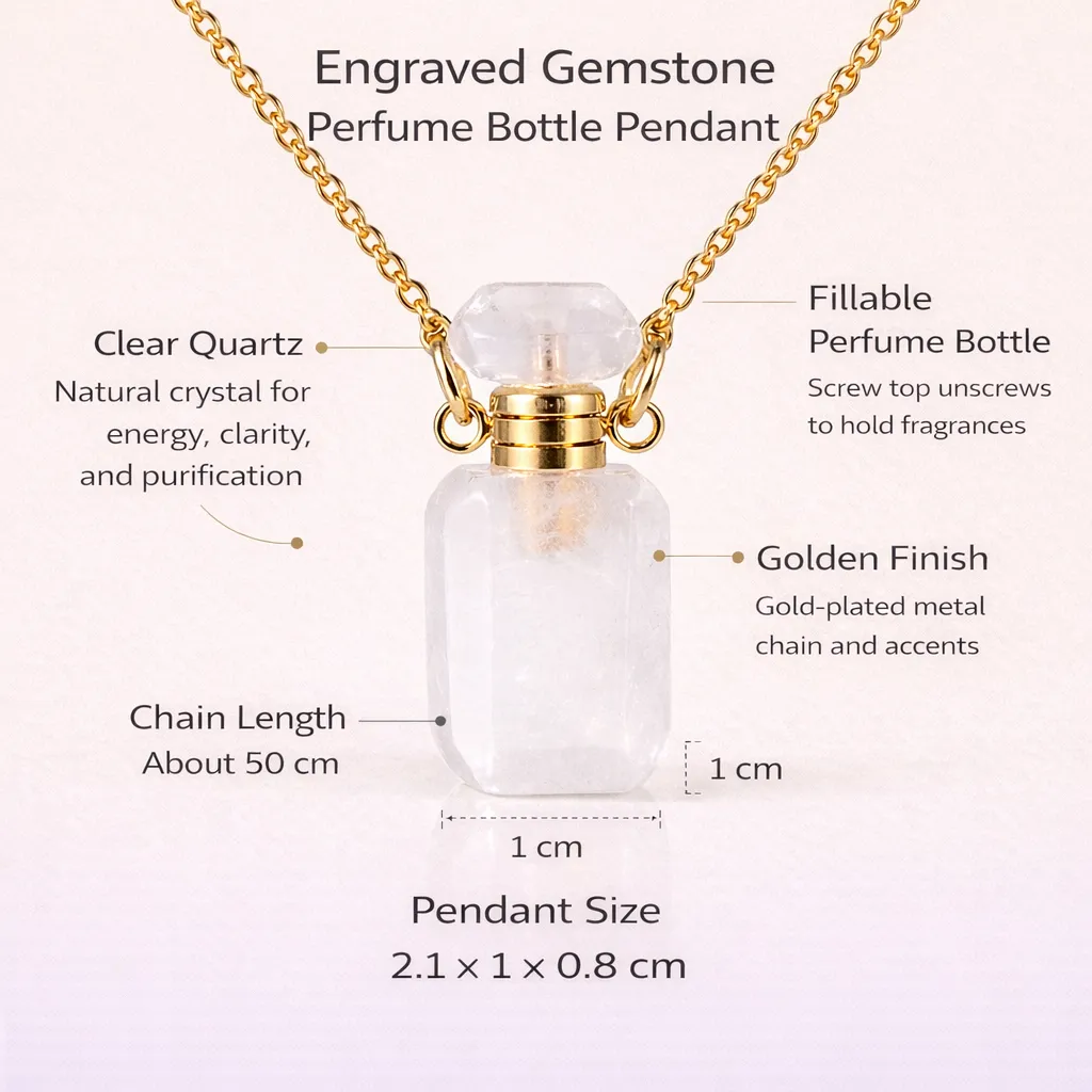 Engraved Gemstone Perfume Bottle Pendant — Embrace the Scent of Spiritual Energy - Image 4