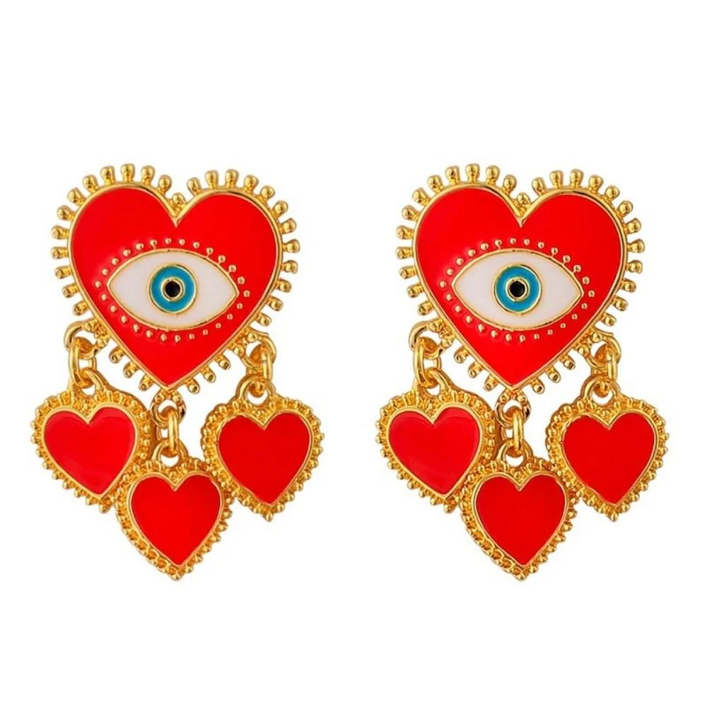 Evil Eye Heart Shaped Earrings - Image 2