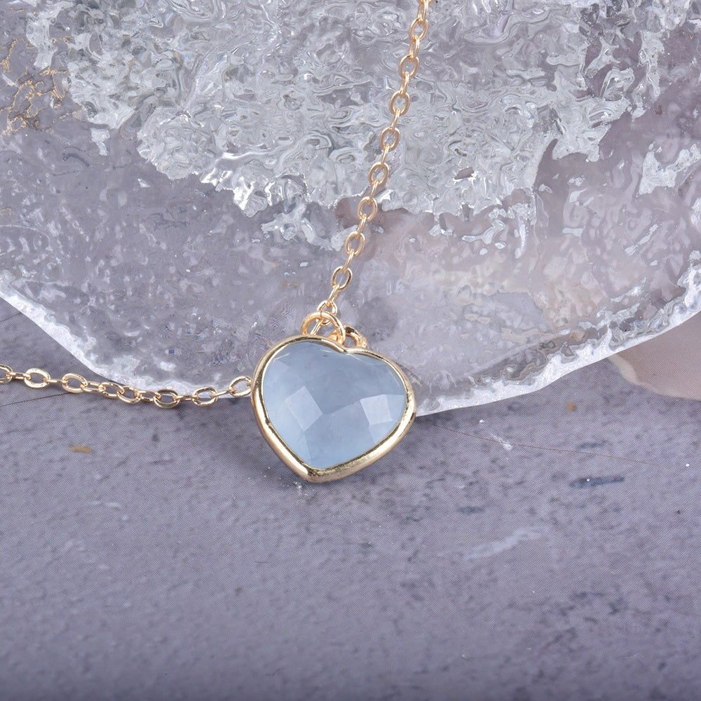 Faceted Aquamarine Heart Pendant - Image 2