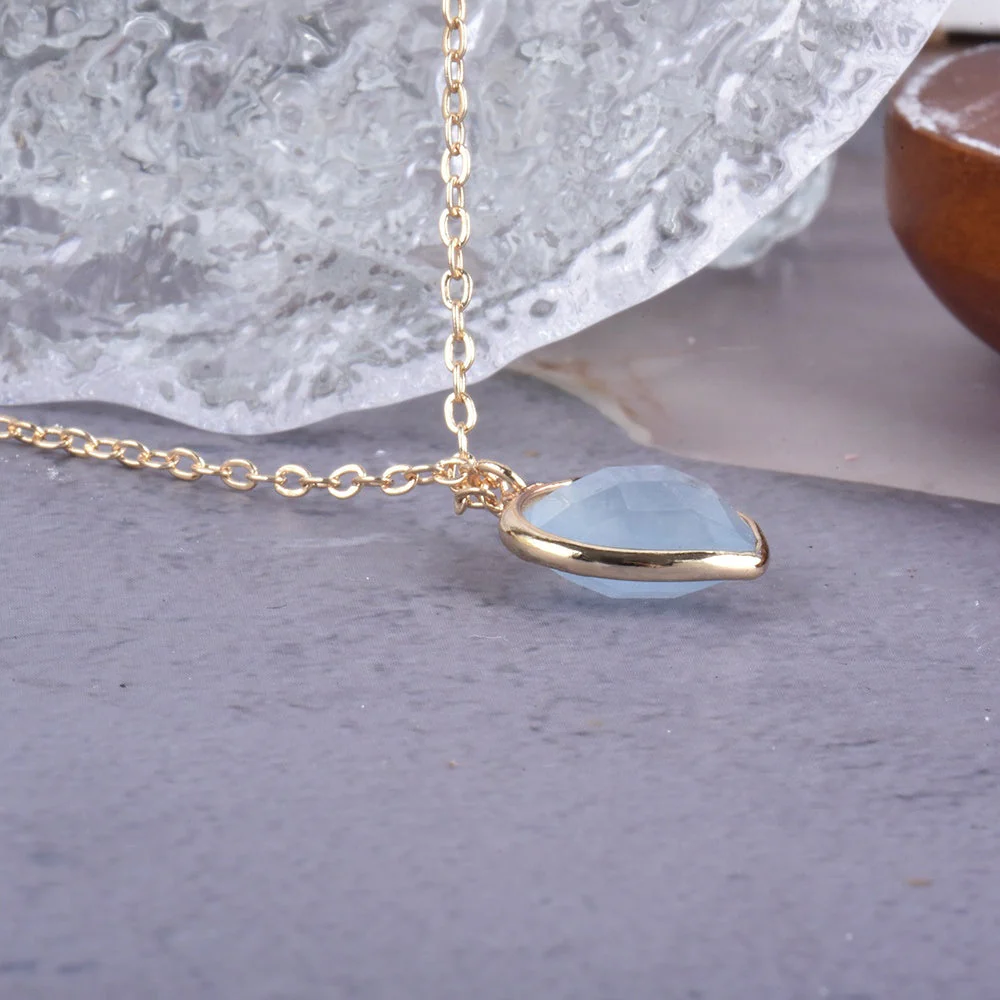 Faceted Aquamarine Heart Pendant - Image 3