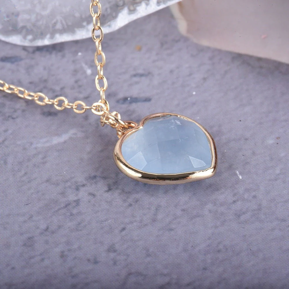 Faceted Aquamarine Heart Pendant - Image 6