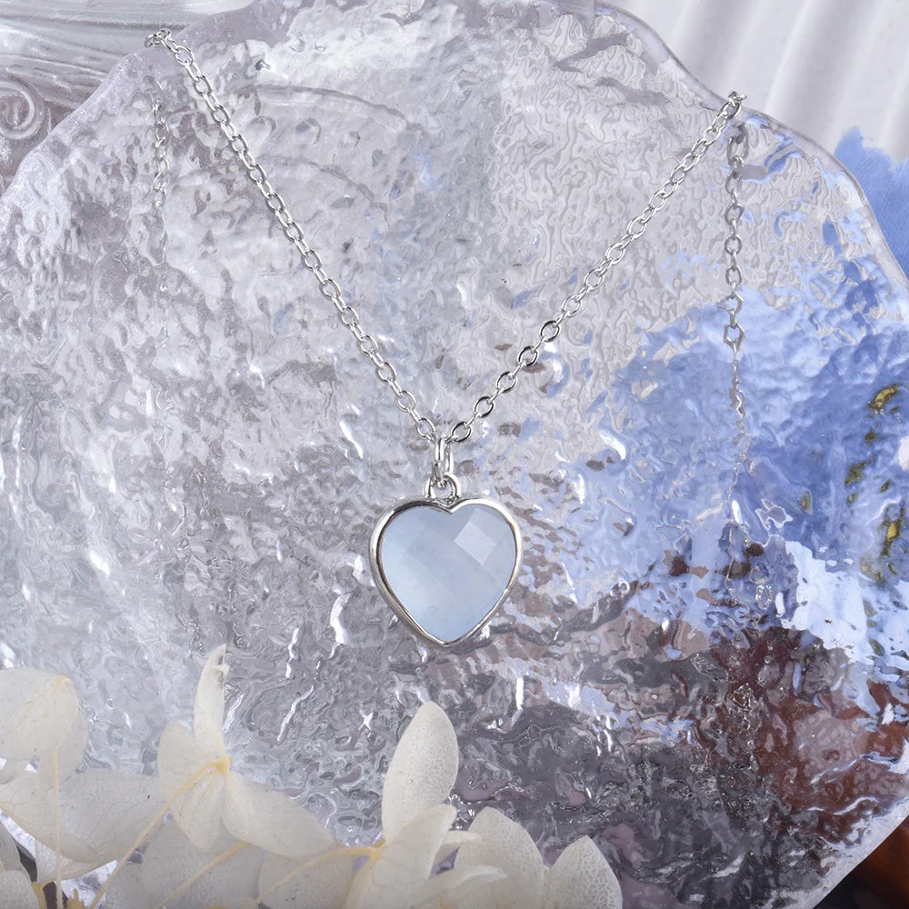 Faceted Aquamarine Heart Pendant - Image 8