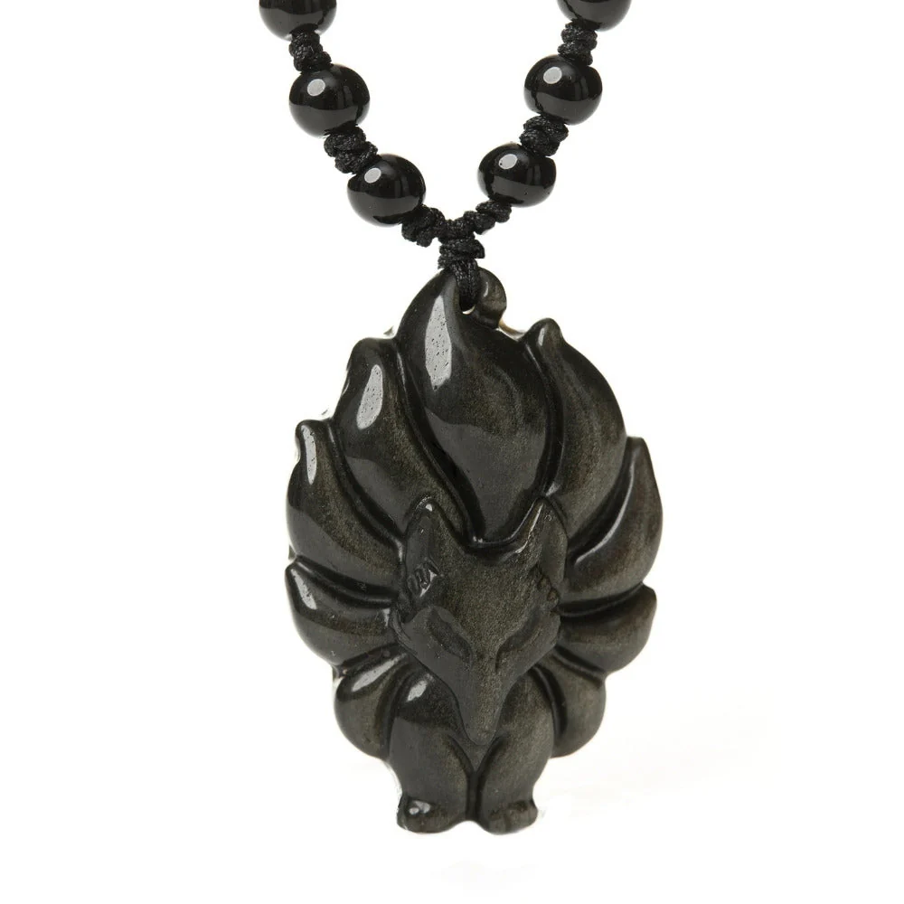 Fox Guardian Black Obsidian Necklace - Image 4