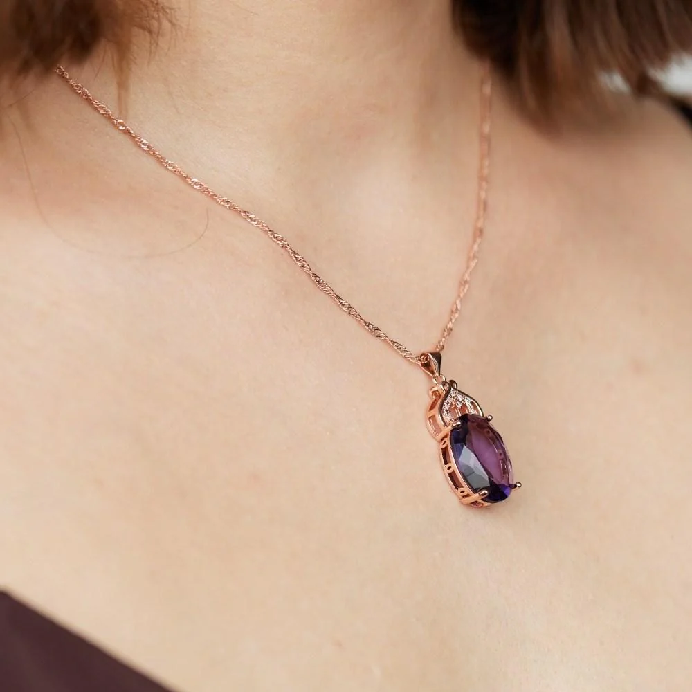 Gold Plated Amethyst Necklace - Image 5