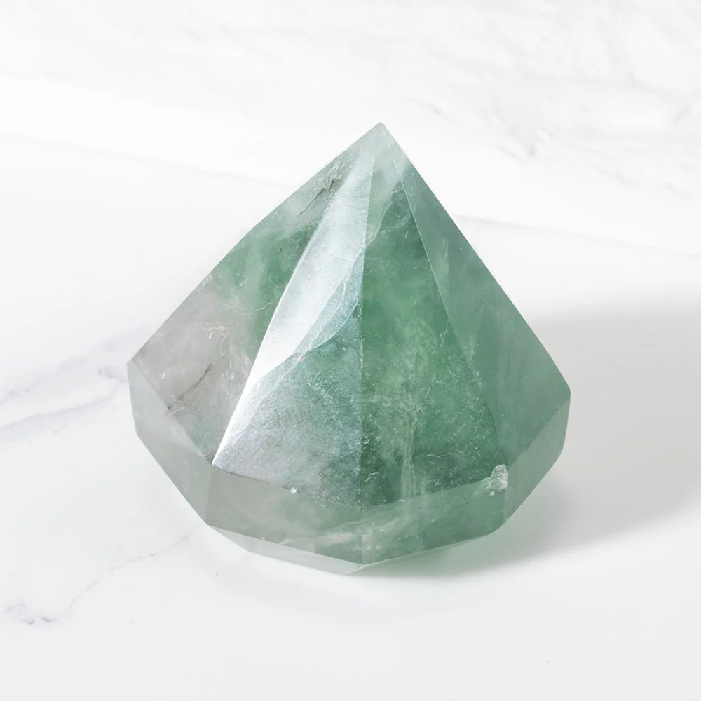 Green Fluorite Crystal Cut Diamond - Image 3
