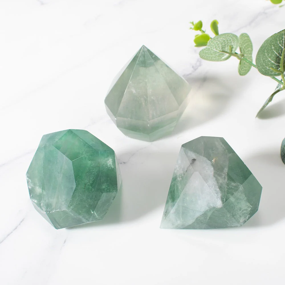 Green Fluorite Crystal Cut Diamond - Image 7