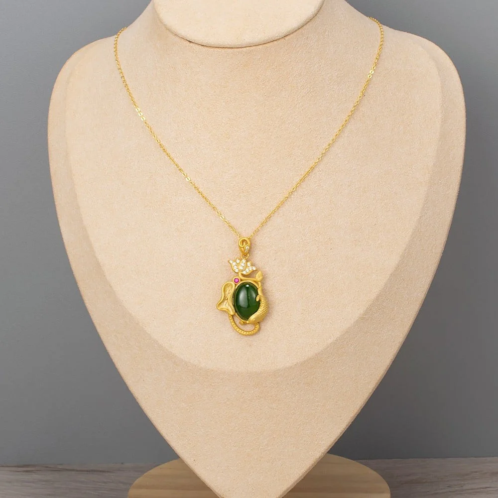 Green Jasper Stone Necklace - Image 3