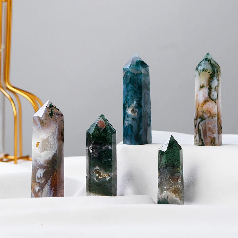 Green Moss Agate Crystal Point - Image 2