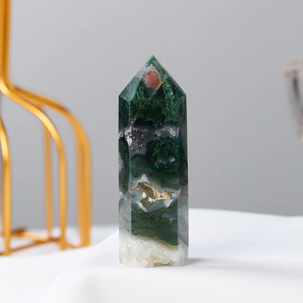 Green Moss Agate Crystal Point - Image 4