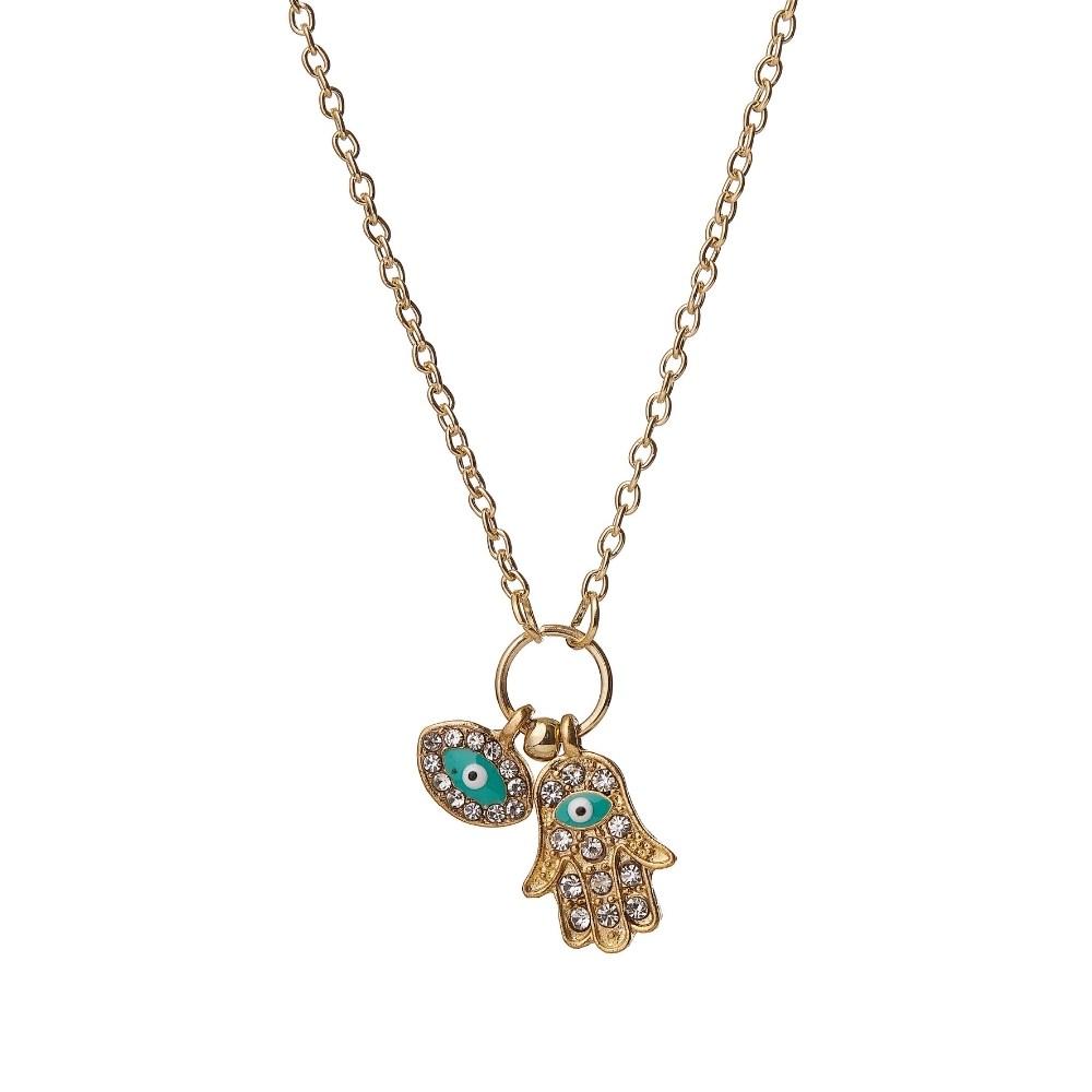 Hamsa Evil Eye Necklace - 2 charms - Image 6