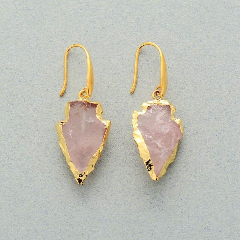 Handmade Rose Quartz Crystal Earrings - Image 2