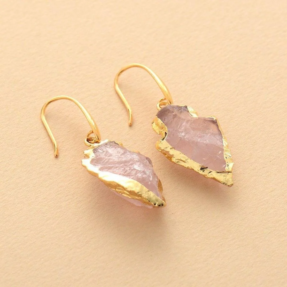 Handmade Rose Quartz Crystal Earrings - Image 4