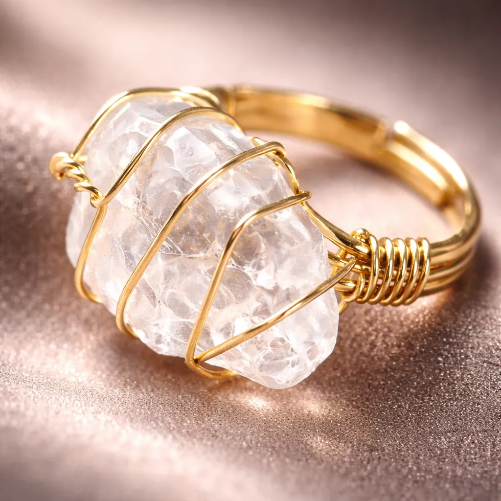 Healing Crystal Adjustable Ring — Natural Gemstone Statement Jewelry - Image 3