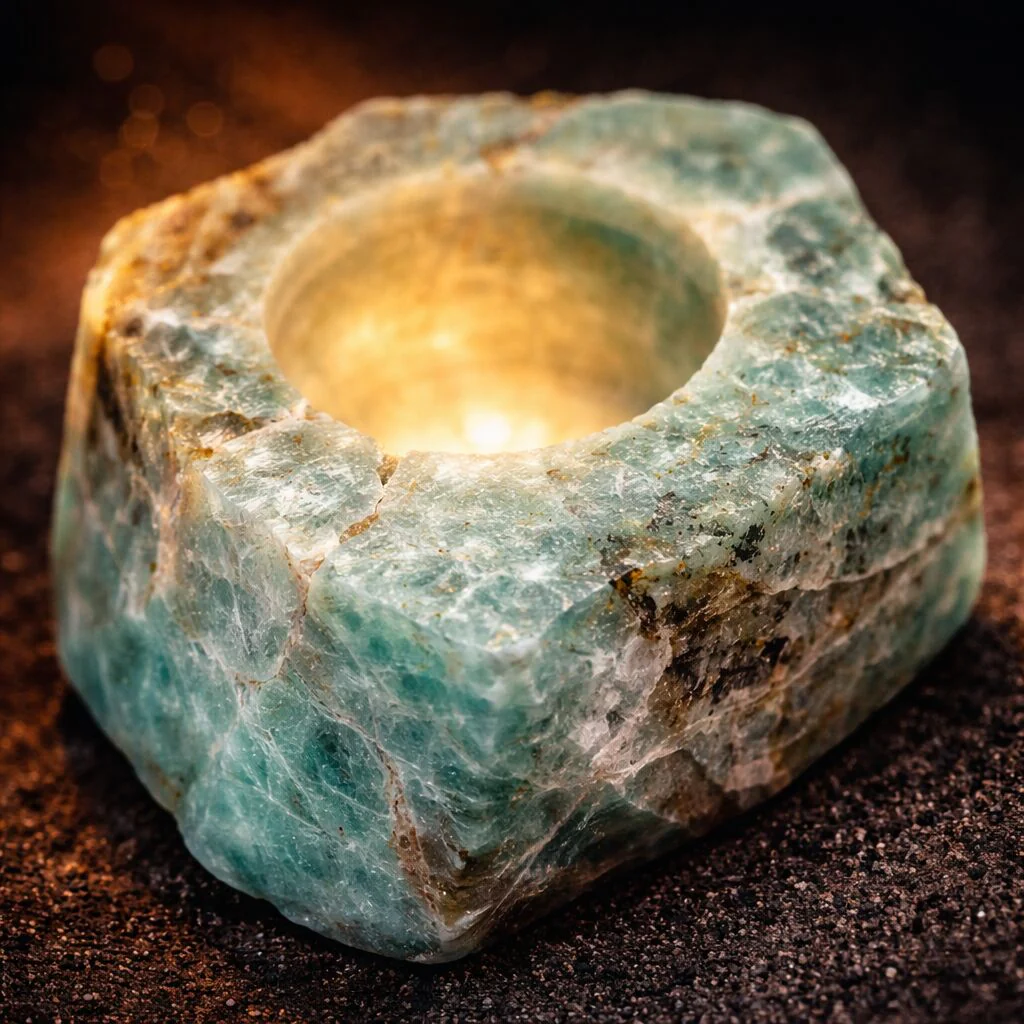 Healing Crystal Tea Light Candle Holder — Natural Stone Light for Ambience & Calm - Image 3