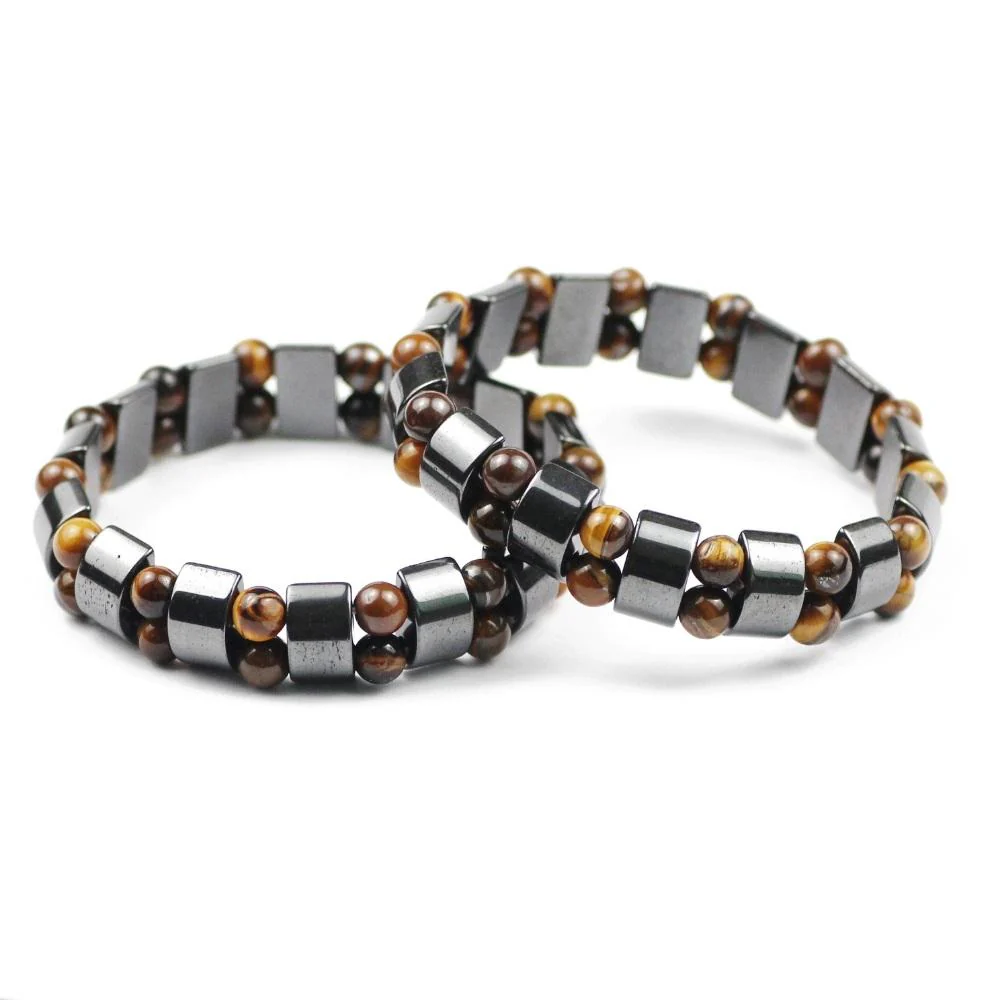 Hematite Tiger's Eye Stone Charm Bracelet - Image 2