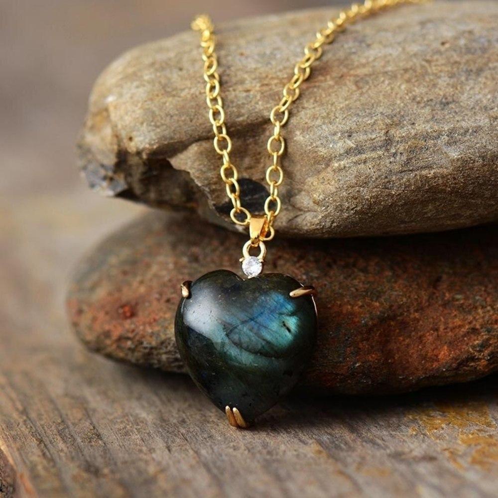 Labradorite Crystal Heart Pendant Necklace - Image 2