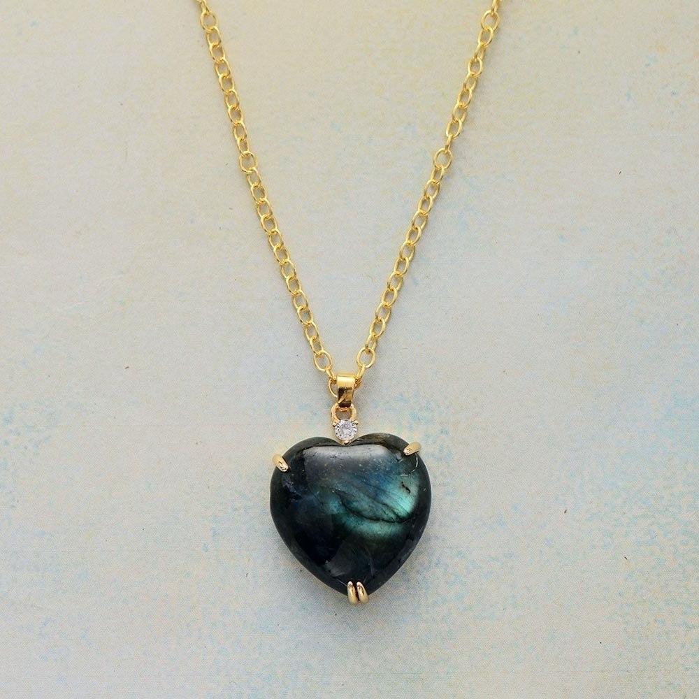 Labradorite Crystal Heart Pendant Necklace - Image 3