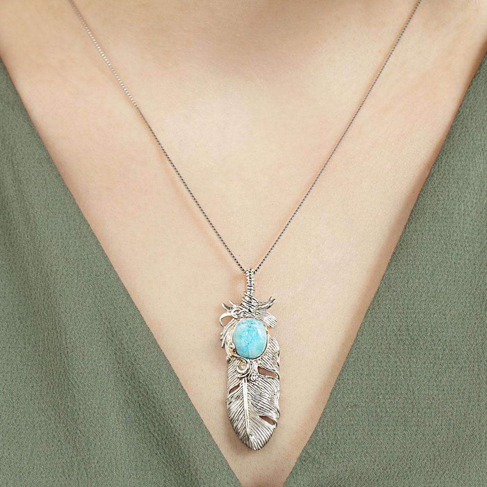 Larimar Feather Necklace - Image 2