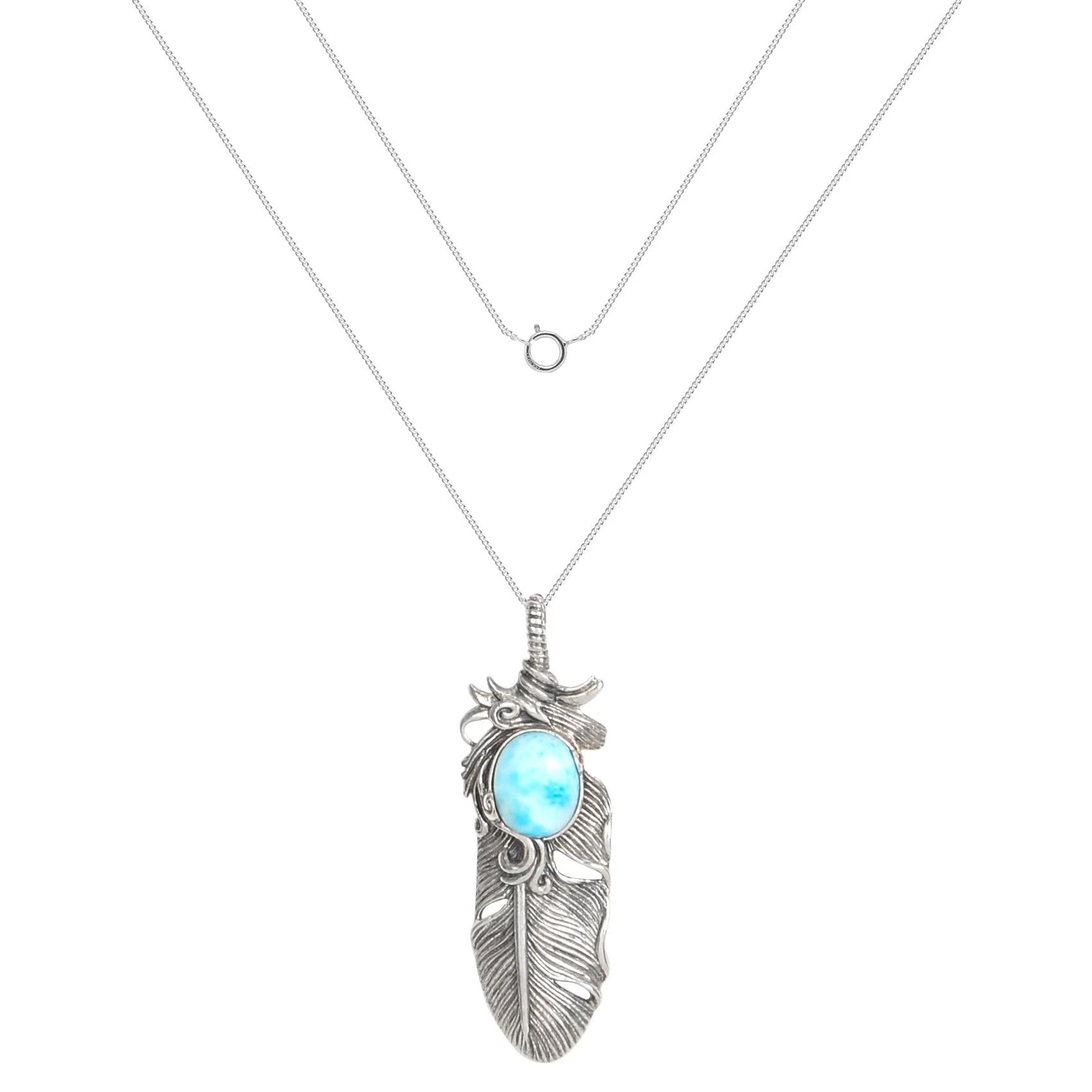 Larimar Feather Necklace - Image 4