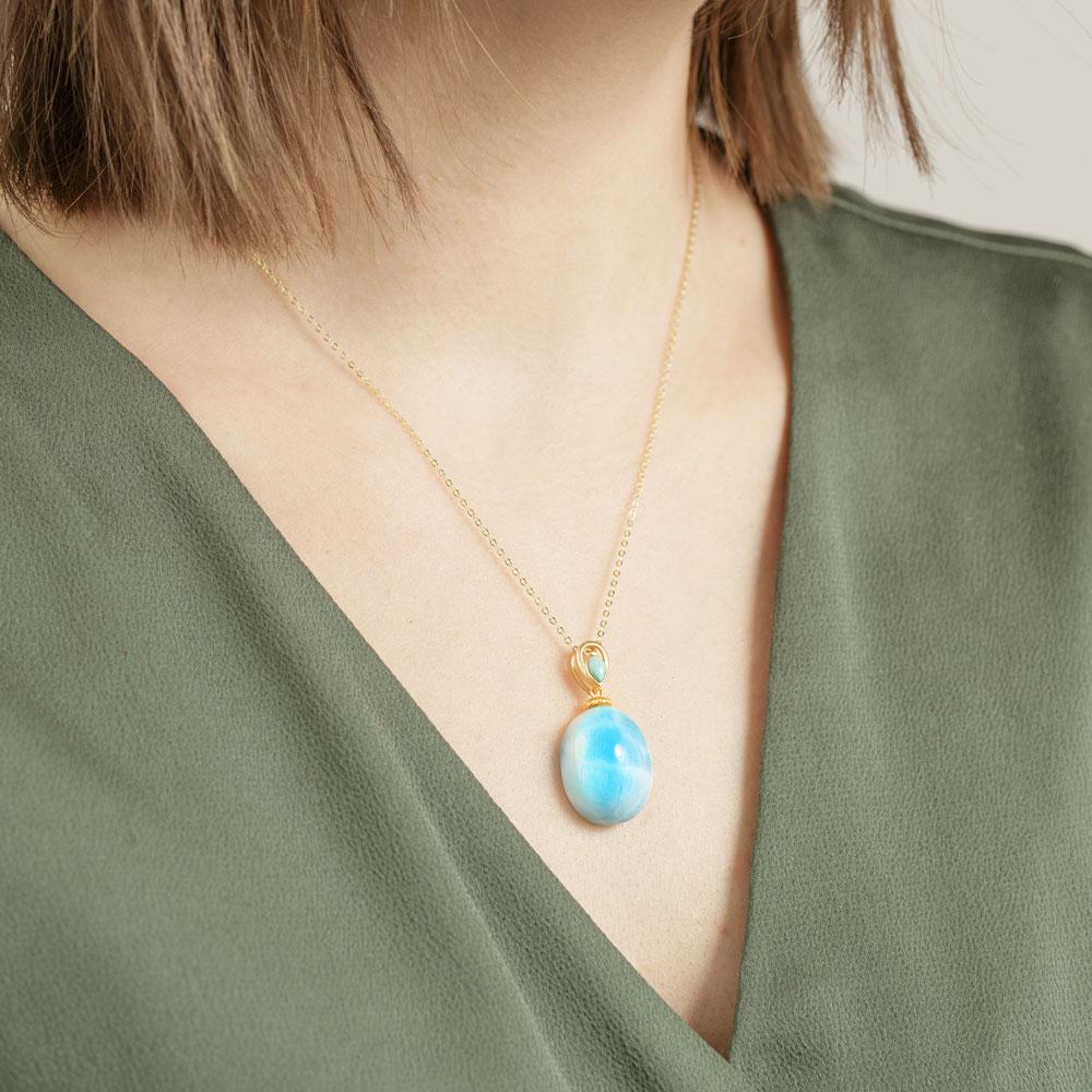 Larimar Ocean Drop Necklace - Image 4