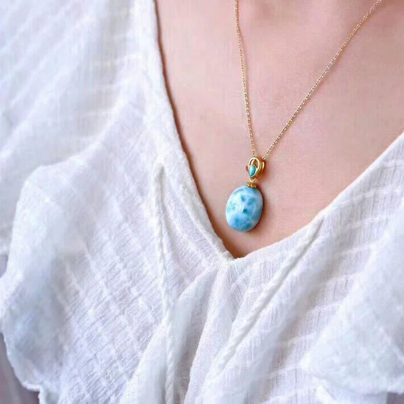 Larimar Ocean Drop Necklace - Image 6