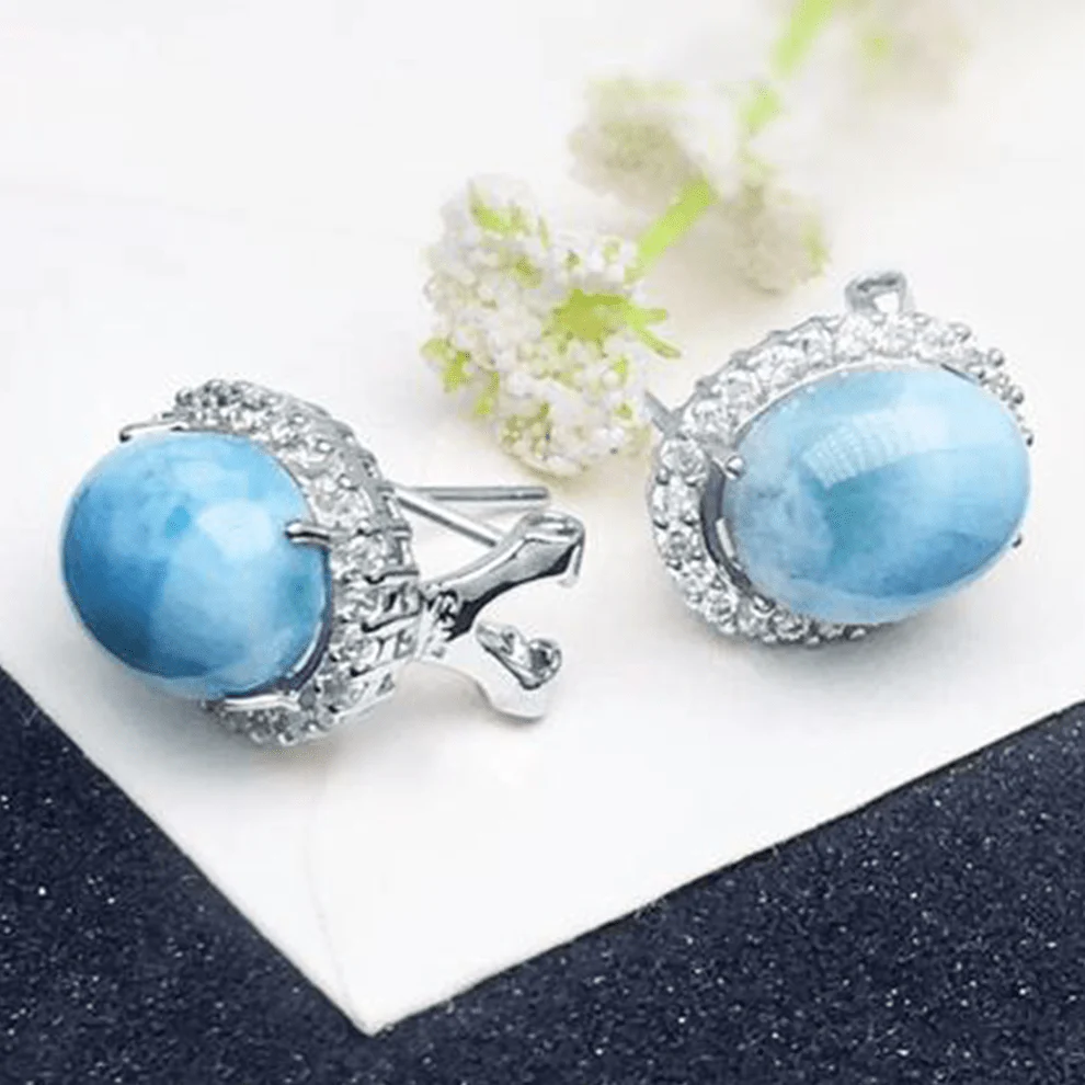 Larimar Wave Earrings - Image 2
