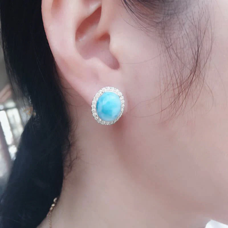 Larimar Wave Earrings - Image 3