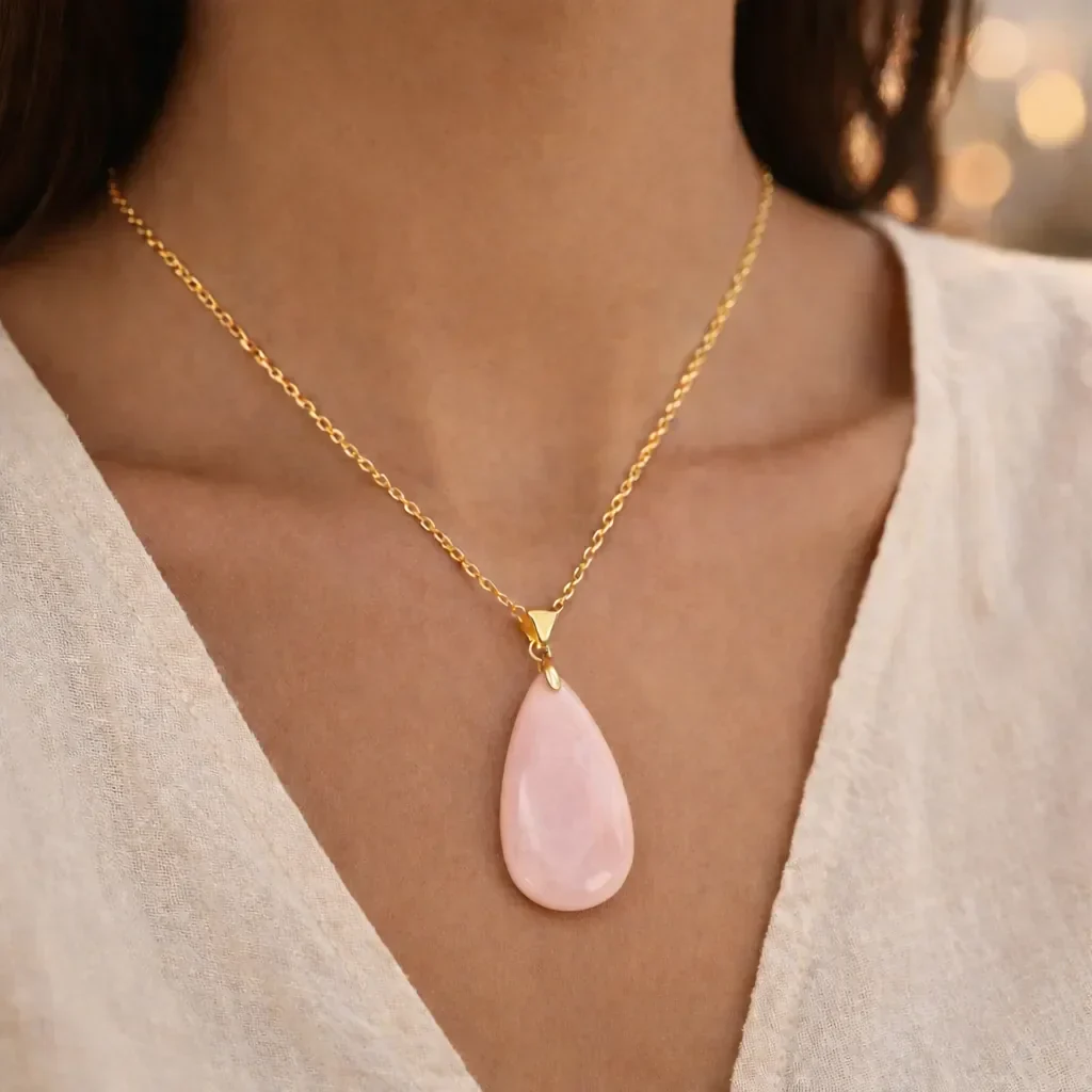 Long Teardrop Healing Crystal Necklace — Natural Gemstone Pendant - Image 9